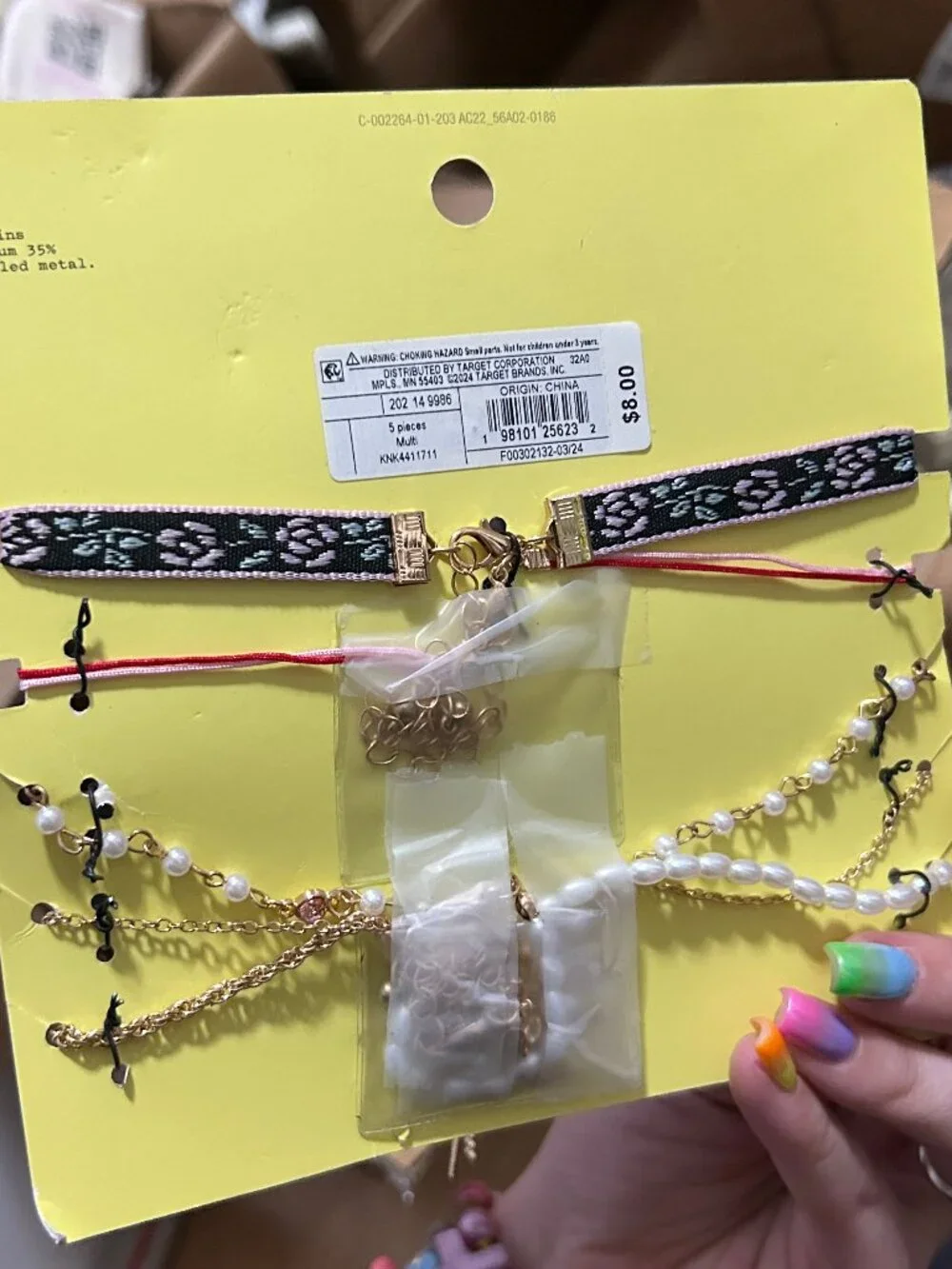 Art Class Target Girls Choker & Necklace Variety Set 5pc Floral Heart New